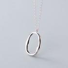 925 Sterling Silver Oval Pendant Necklace S925 Silver - Set - One Size