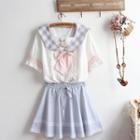Short-sleeve Sailor-collar Top / Mini Skirt / Set