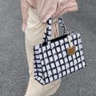 Set: Plaid Tote Bag + Bag Charm