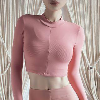 Long-sleeve Cropped Sports Knit Top