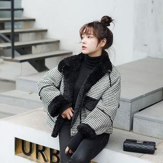 Fluffy-lined Tweed Button Jacket