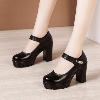 Rhinestone Platform Chunky Heel Mary Jane Pumps