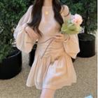 Puff-sleeve Cold Shoulder Blouse / Skort
