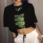 Short-sleeve Gun Print Cropped T-shirt