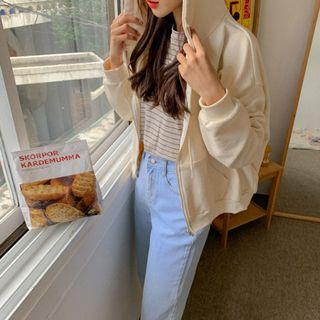 Extra Long-sleeve Boxy Zip-up Hoodie