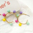 Beaded Open Hoop Earring 1 Pair - Stud Earrings - As Shown In Figure - One Size