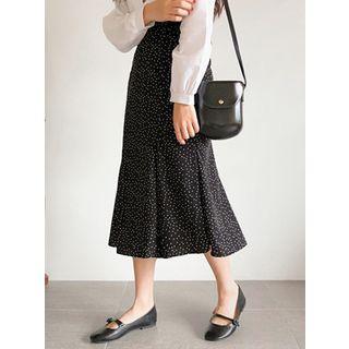 Dotted Midi Flare Skirt