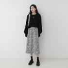 Sweater / Floral Print Midi A-line Skirt / Crossbody Bag