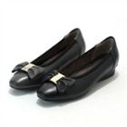 Genuine-leather Bow-front Pumps
