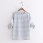 Lace Panel Striped Short-sleeve T-shirt