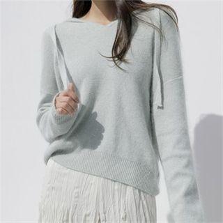 Pastel-color Wool Blend Knit Hoodie