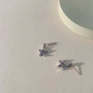 Star Dangle Ear Stud 1 Pair - Platinum - One Size