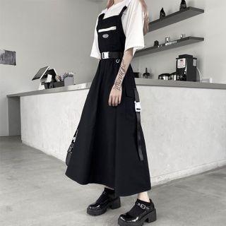 Set: Midi Jumper Dress + Buckled Belt