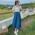 Set : High-waist Skirt + Lace Top