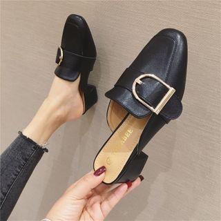Low-heel Buckled Mules