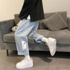 Bear Print Straight Leg Jeans