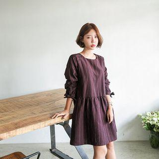 Raglan-sleeve Pinstripe Dress