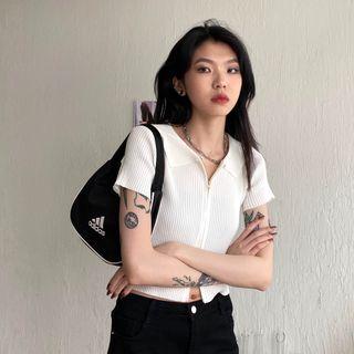 Zip-up Cardigan / Short-sleeve Cardigan
