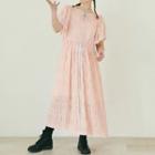Short-sleeve Plain Lace Panel Ruched Dress