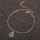 Rhinestone Alloy Flower Anklet Gold - One Size