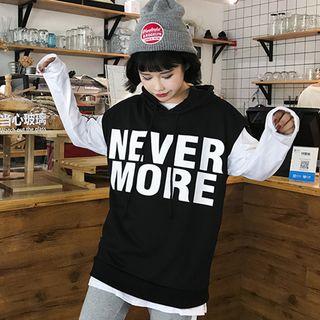 Set : Letter Sleeveless Hoodie + Long-sleeve T-shirt