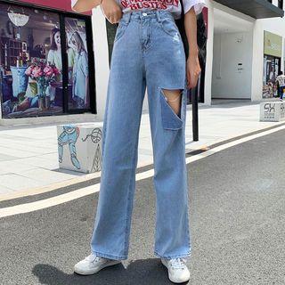 Cut-out Wide-leg Jeans