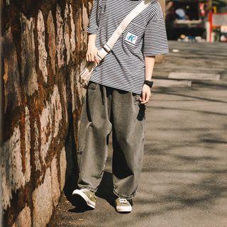 Washed Wide Leg Cargo Pants