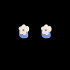 Flocking Flower Alloy Earring 1 Pair - Blue & Beige - One Size
