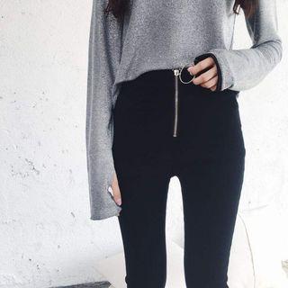 High-waist Zipped Pants