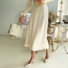 Flowy Midi Satin Skirt Cream - One Size