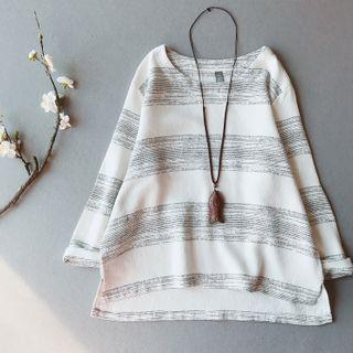 Striped Long-sleeve Linen Top