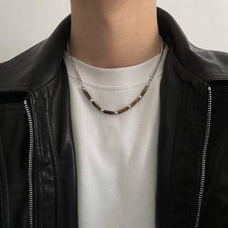 Faux Gemstone Bar Stainless Steel Necklace