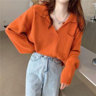 Retro V-neck Cropped Sweater
