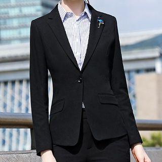 Couple Matching Slim Fit Blazer/ Dress Pants/ Single-breasted Vest/ Mini Pencil Skirt/ Pinstripe Long-sleeve Shirt