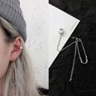 Stainless Steel Safety Pin Chained Dangle Earring 1 Pc - Silver - One Size