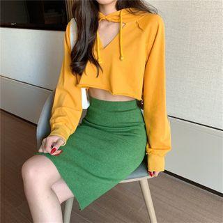 Knit Hoodie / Short Fitted Skirt