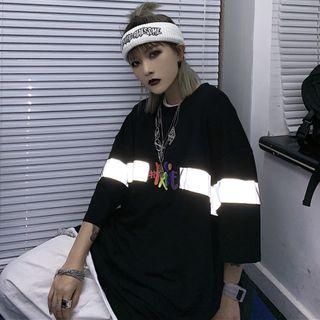 3/4-sleeve Reflexive Panel Sweatshirt