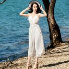 Spaghetti Strap Lace Cropped Jumpsuit