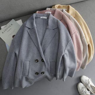 Notch Lapel Double-breasted Knit Jacket