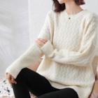 Knit High-waist Round-neck Long-sleeve Sweater