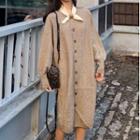 Tie Neck Single-breasted Long-sleeve Knit Dress
