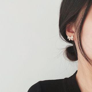Bow Faux Pearl Earring 1 Pair - Faux Pearl - Gold - One Size
