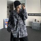 Leopard V-neck Woolen Button Jacket As Shown In Figure - One Size