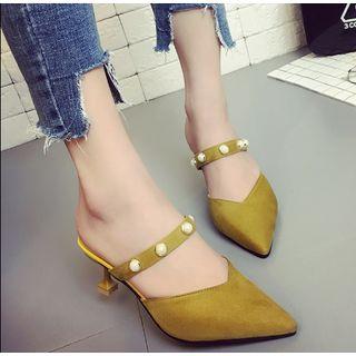 Faux-leather Pointy-toe Low-heel Mules