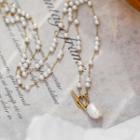 Freshwater Pearl Necklace White & Gold - One Size