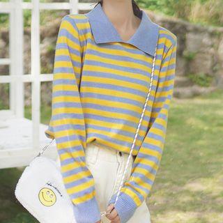 Striped Knit Top Blue & Yellow - One Size