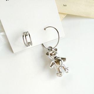 Non-matching Alloy Bear Drop Earring