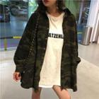 Camo Buttoned Jacket Army Green - One Size