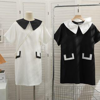Peter Pan-collar Colorblock Loose Dress