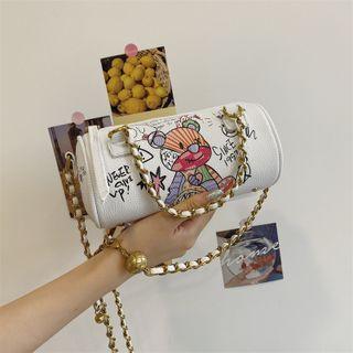 Graphic Print Mini Chain Crossbody Bag